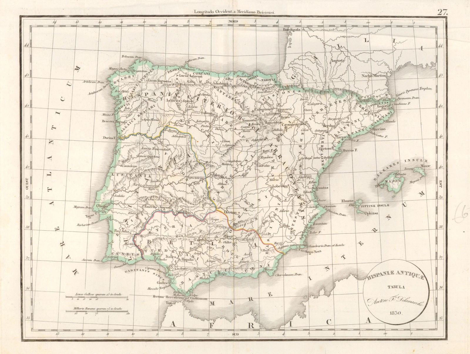 'Hispaniae Antiquae'. DELAMARCHE. Ancient Spain & Portugal. Baetica 1830 map